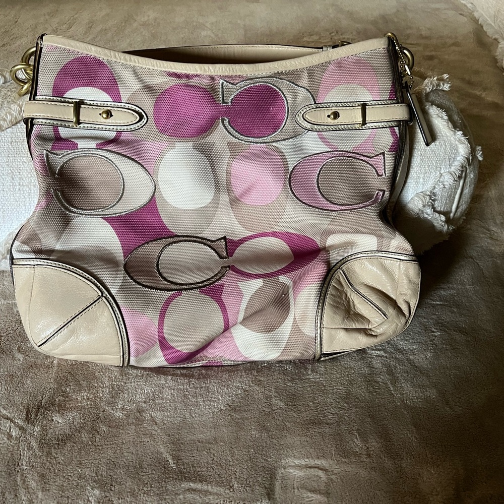 Coach Pink and Cream Shoulder Bag